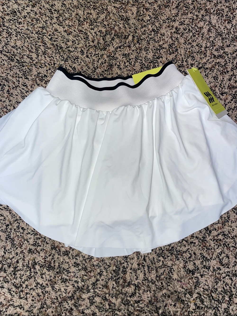 all in motion White Skater Preppy Girls Skort with Black-Trim Waistband 6/7 NWT
